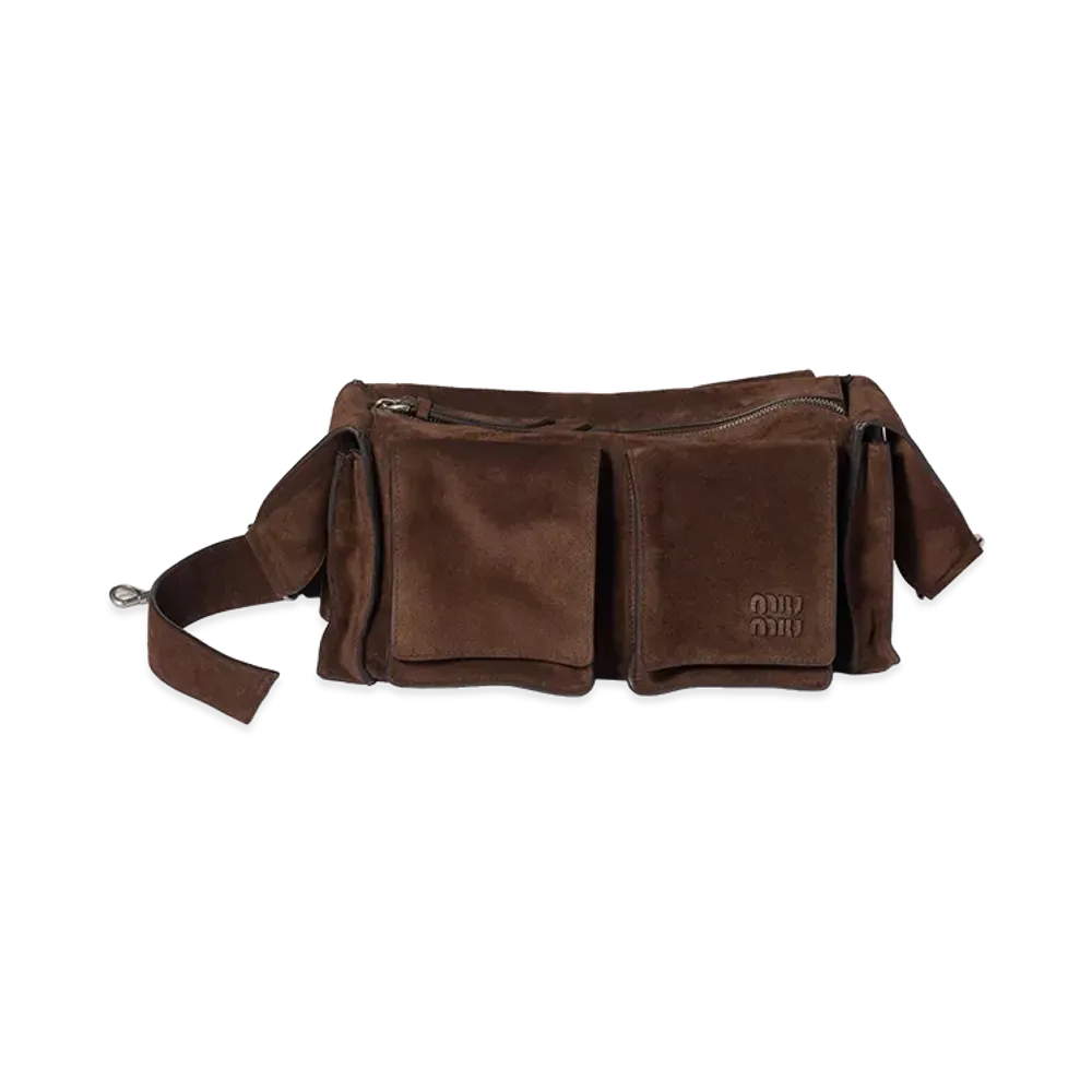 MIU MIU Utility Suede Shoulder Bag "Dark Brown"
