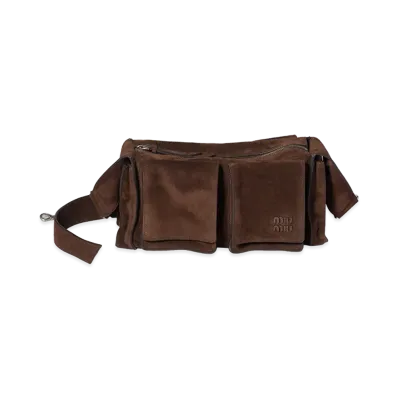 MIU MIU Utility Suede Shoulder Bag "Dark Brown"