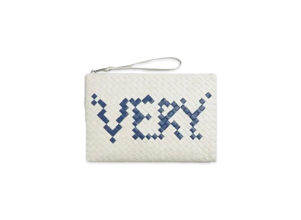 Bottega Veneta Medium Intrecciato Woven Flat Clutch "White/Cruise"