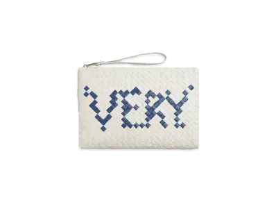 Bottega Veneta Medium Intrecciato Woven Flat Clutch "White/Cruise"