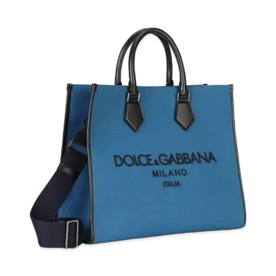 Dolce&Gabbana EDGe Shopping Bag Canvas Logo Embroidery "Blue"