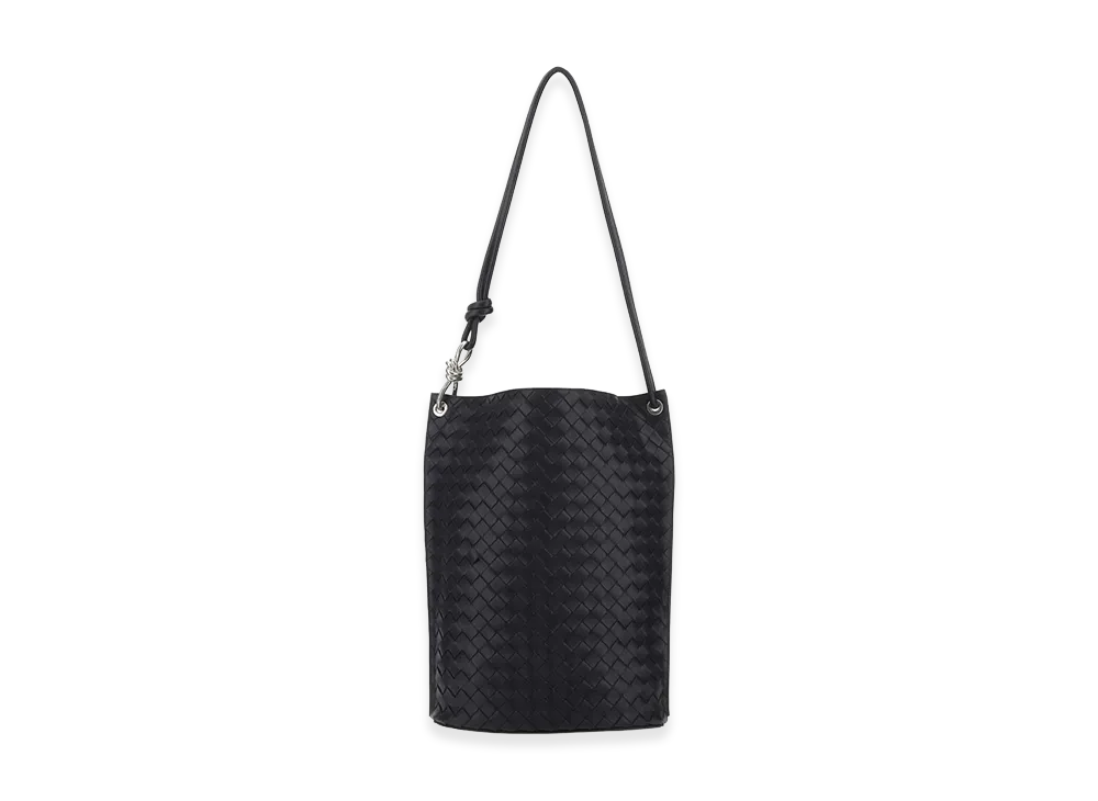 Bottega Veneta Leather Knot Bucket Shoulder Bag "Midnight Blue"