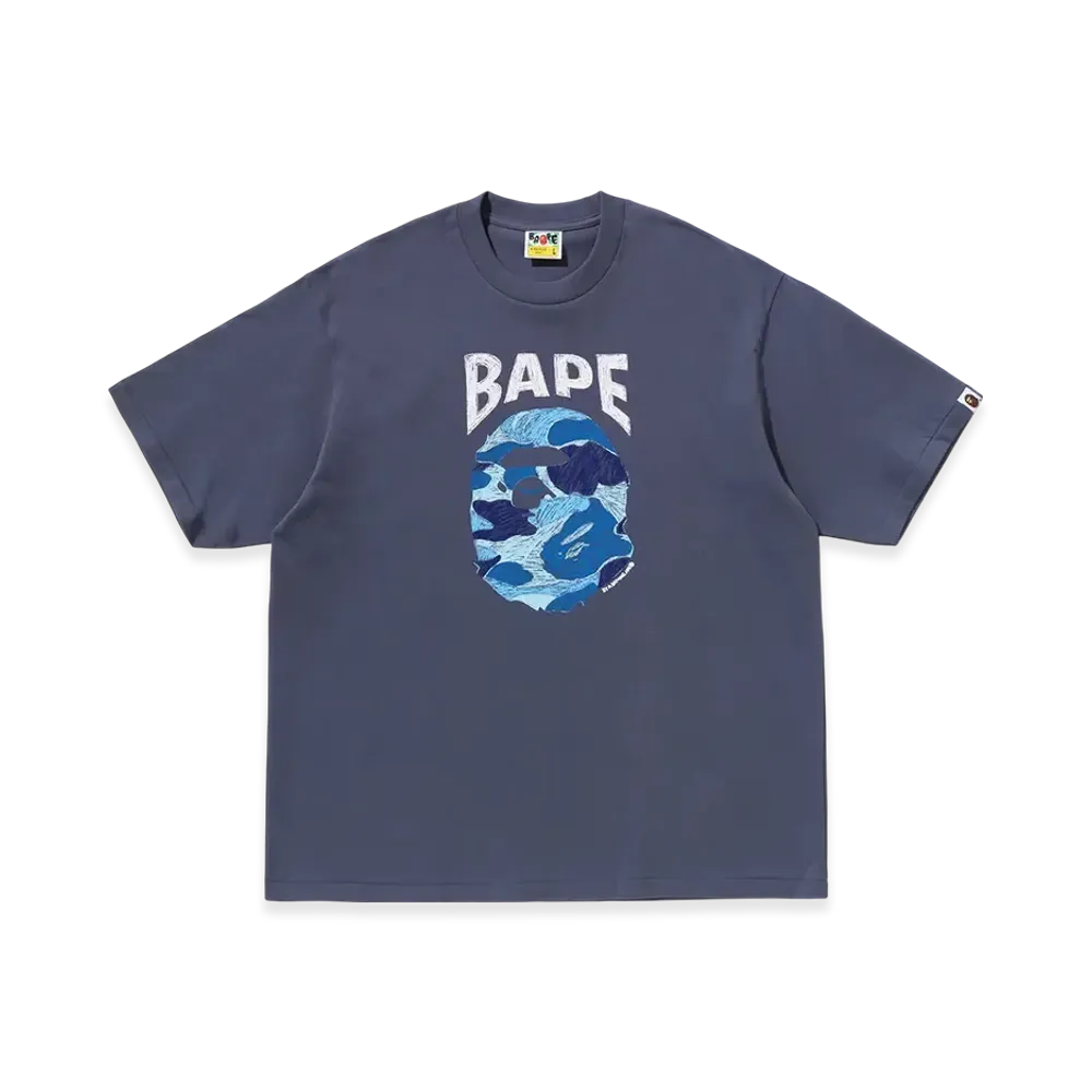 A BATHING APE ABC Camo Hand Draw Ape Head Relaxed Fit Tee "Charcoal"