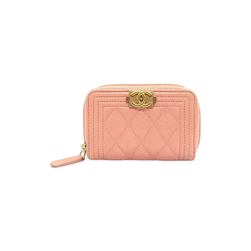 CHANEL Caviar Skin Boy Chanel Coin Purse "Pink Beige"