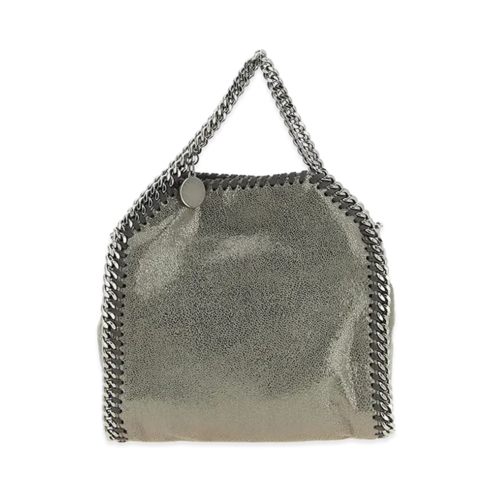 STELLA McCARTNEY Women's Falabella Tiny Bag Eco Shiny Dotted Chamois W/Ruthenium Chain - Airlite "Steel"