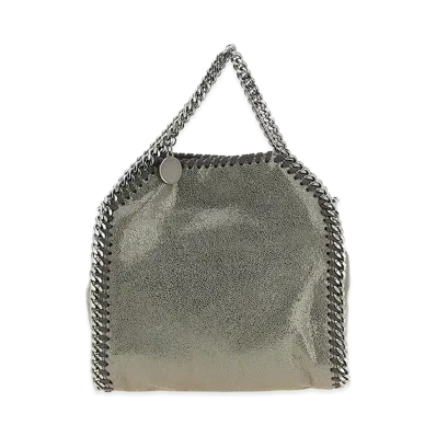 STELLA McCARTNEY Women's Falabella Tiny Bag Eco Shiny Dotted Chamois W/Ruthenium Chain - Airlite "Steel"