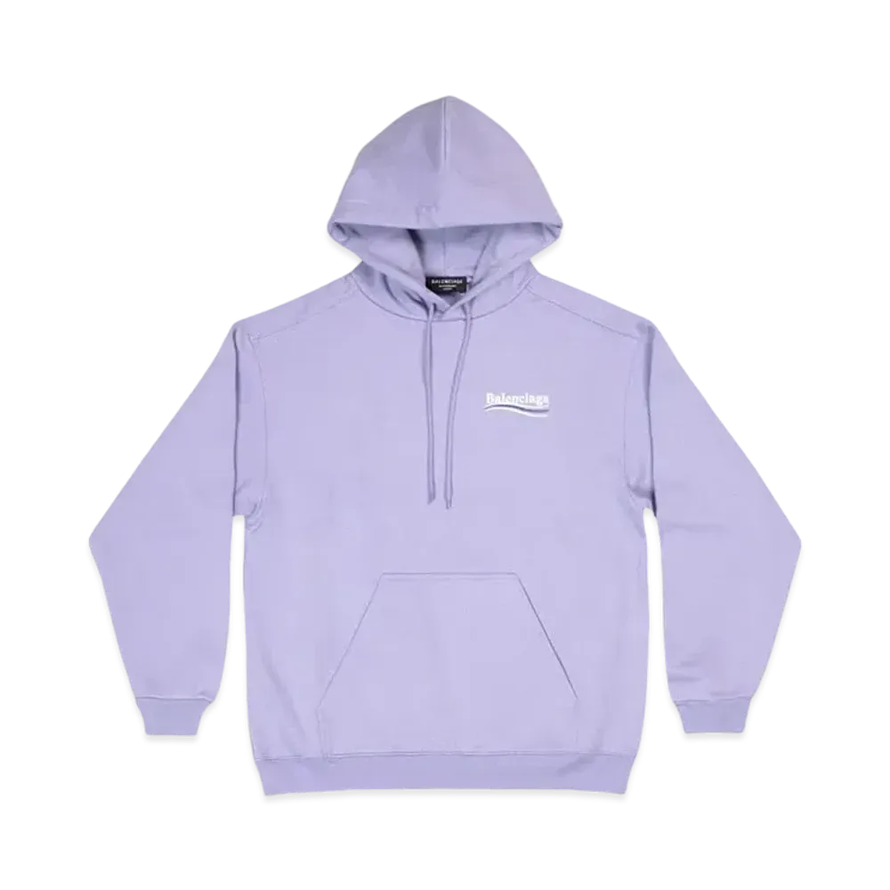 BALENCIAGA MENS Political Campaign Hoodie Medium Fit "Light Purple/White/Blue"
