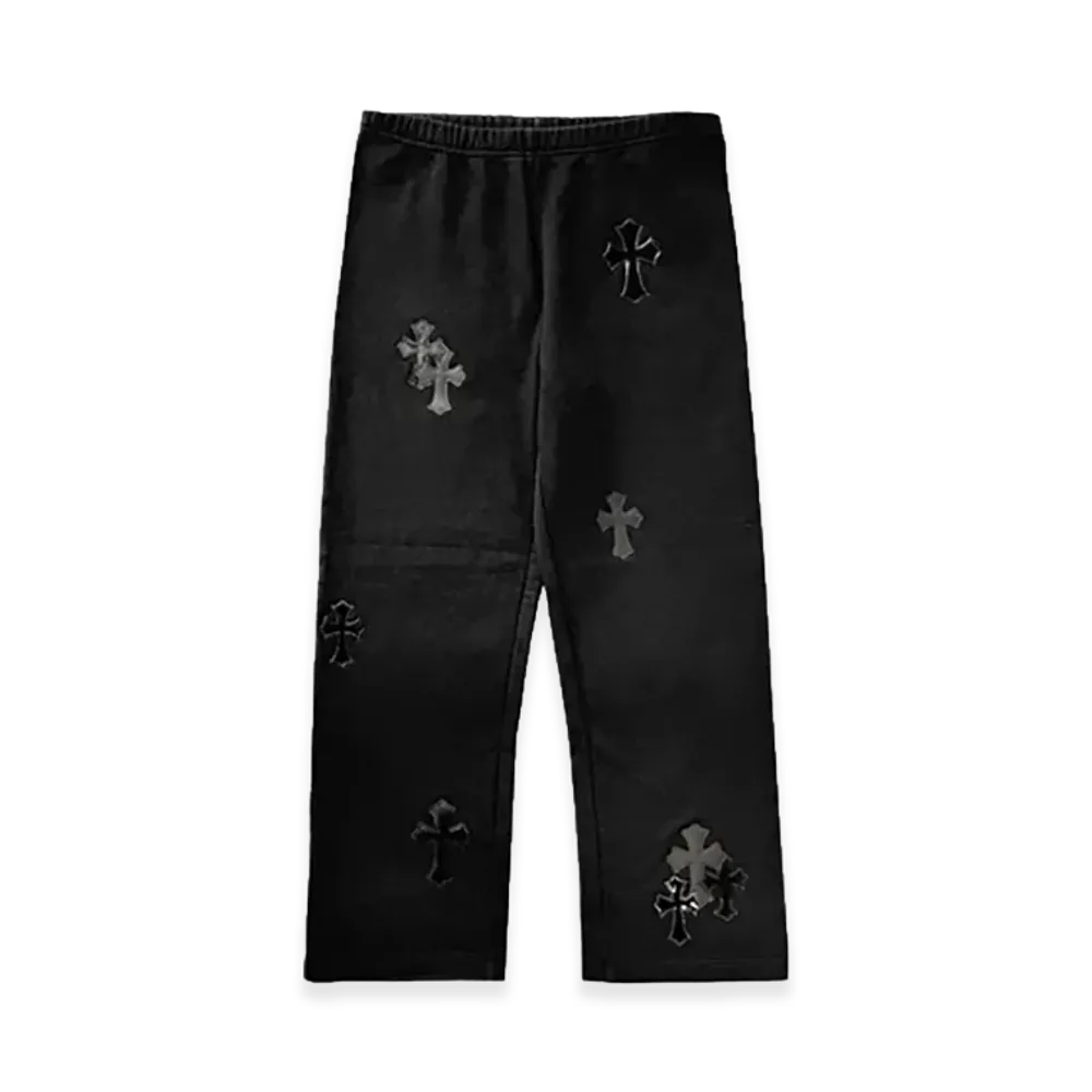 Chrome Hearts Y Not Multicolor Leather Cross Patch Sweatpants "Black"