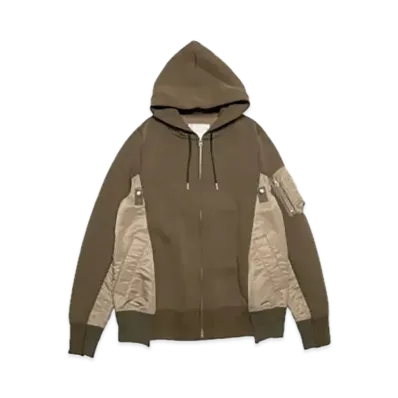 sacai Sponge Sweat x Nylon Twill Hoodie "D.Beige/D.Beige"