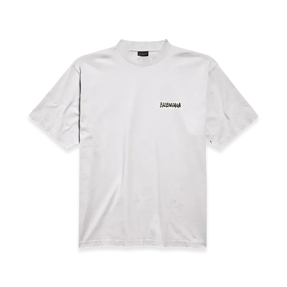 BALENCIAGA Masking Tape T-Shirt Medium Fit "Dirty Effect White"