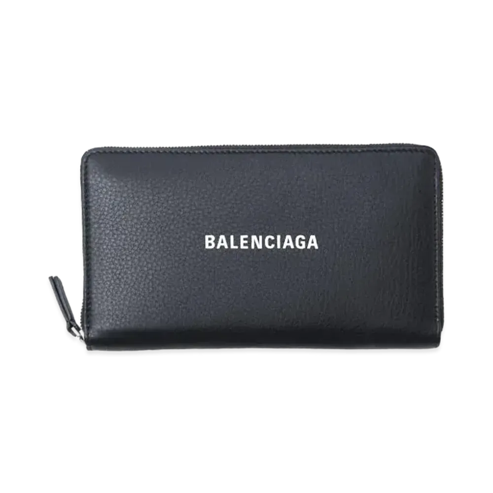 BALENCIAGA Everyday leather Zip Around Wallet "Black"
