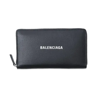 BALENCIAGA Everyday leather Zip Around Wallet "Black"