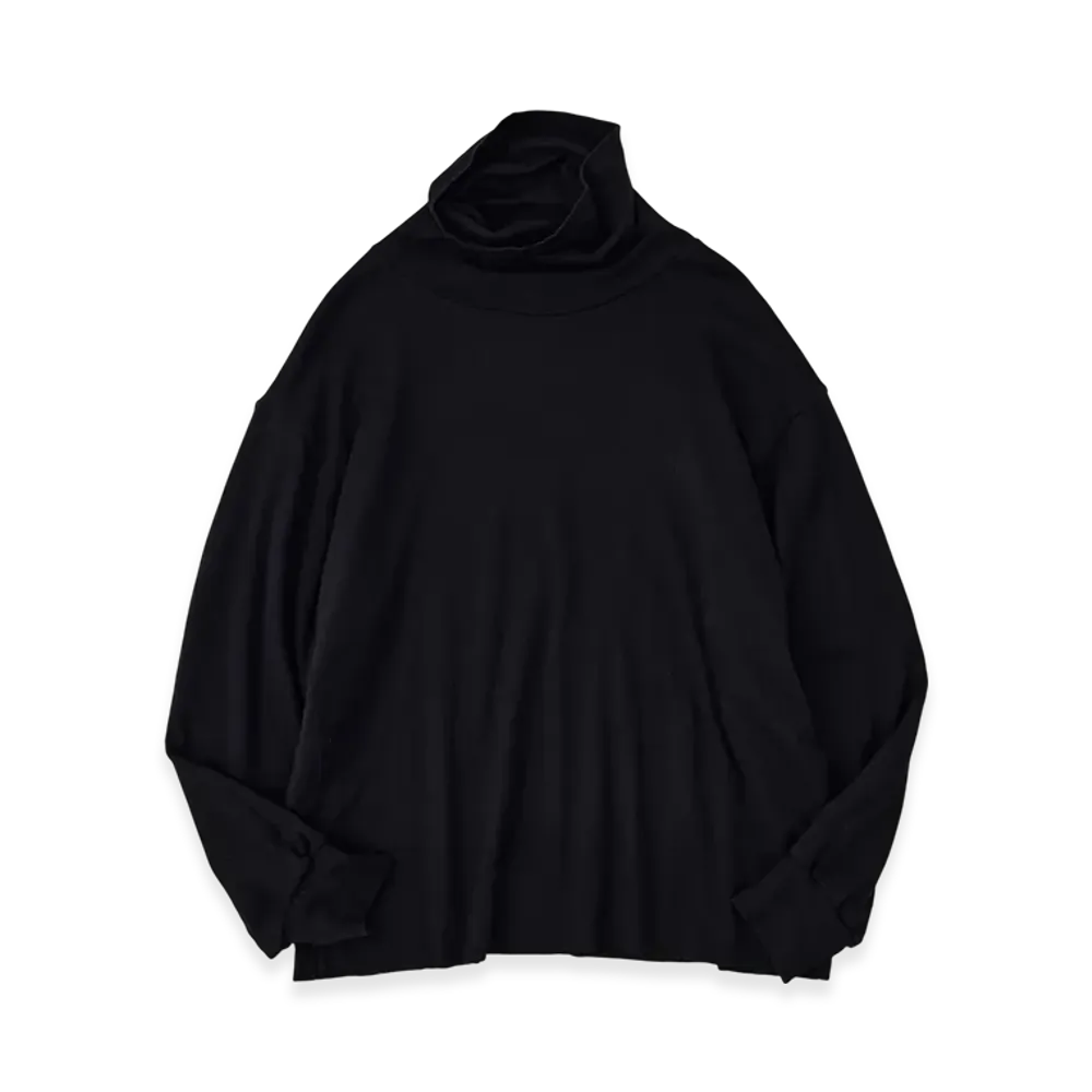 NICENESS Buckley Cotton Cashmere Loose Mock Neck L/S Tee "Black"