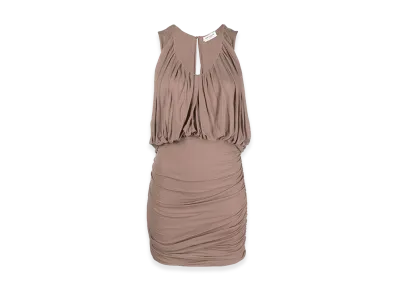 Saint Laurent Women's Biscuit Cupro Mini Dress "Camel"