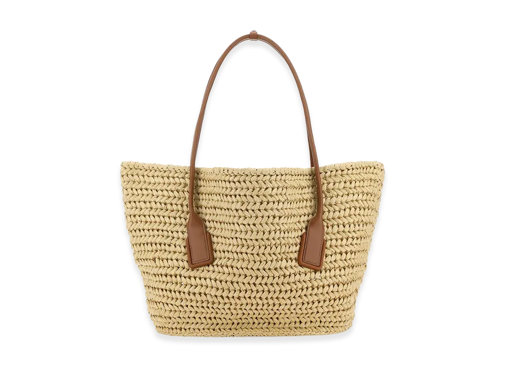 Bottega Veneta Women's Raffia Large Arco Shopping Bag "Beige/Tan"