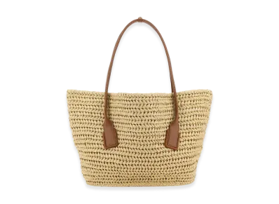 Bottega Veneta Women's Raffia Large Arco Shopping Bag "Beige/Tan"