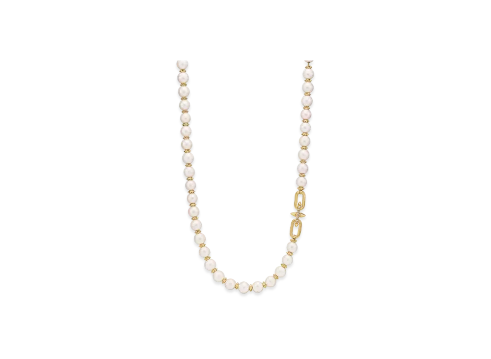 Tiffany & Co. Pearl Necklace with Diamonds "Yellow Gold"