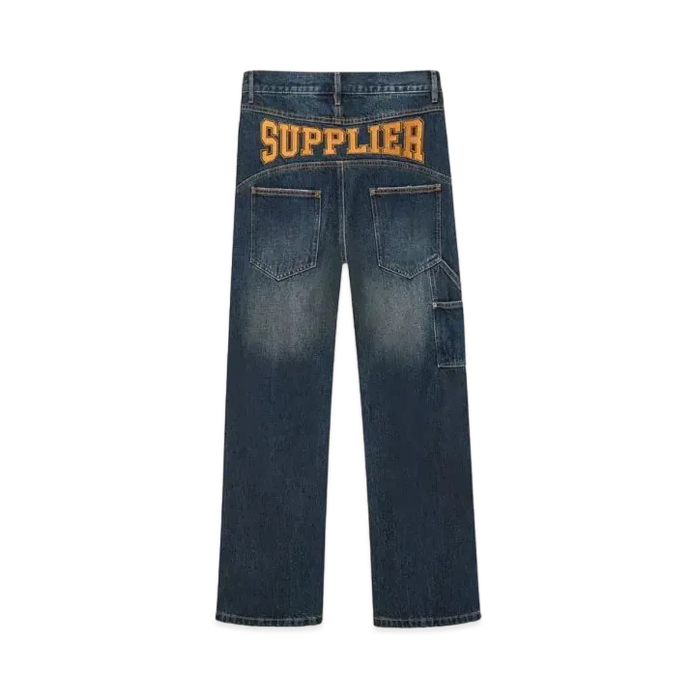 SUPPLIER Back Logo Double Knee Denim Pants "Blue"
