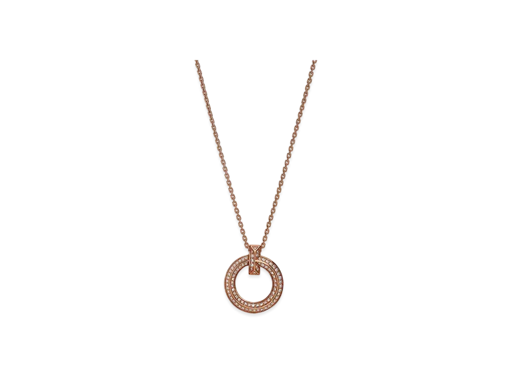 Tiffany & Co. T1 Narrow Circle Pendant with Pave Diamonds "Rose Gold"