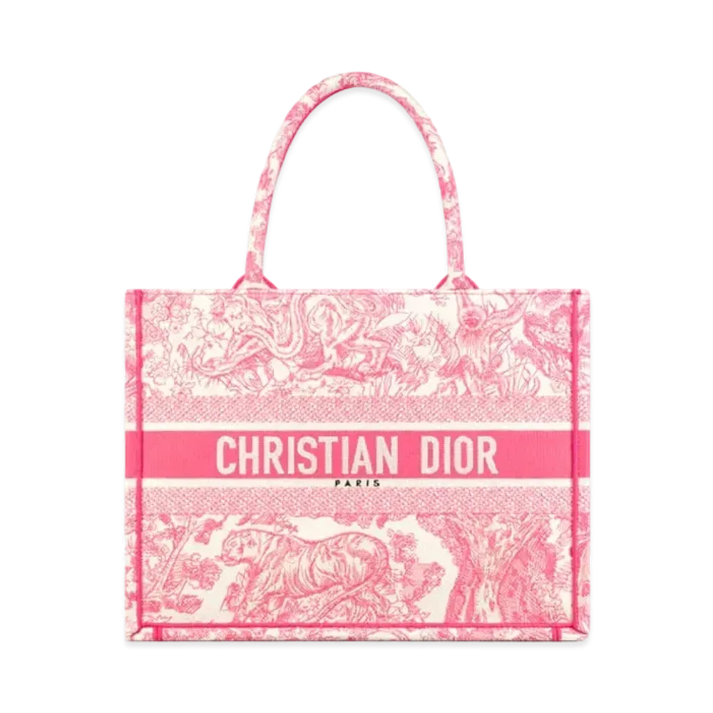 Dior Medium Dioriviera Dior Book Tote Toile de Jouy Embroidery "Candy Pink"