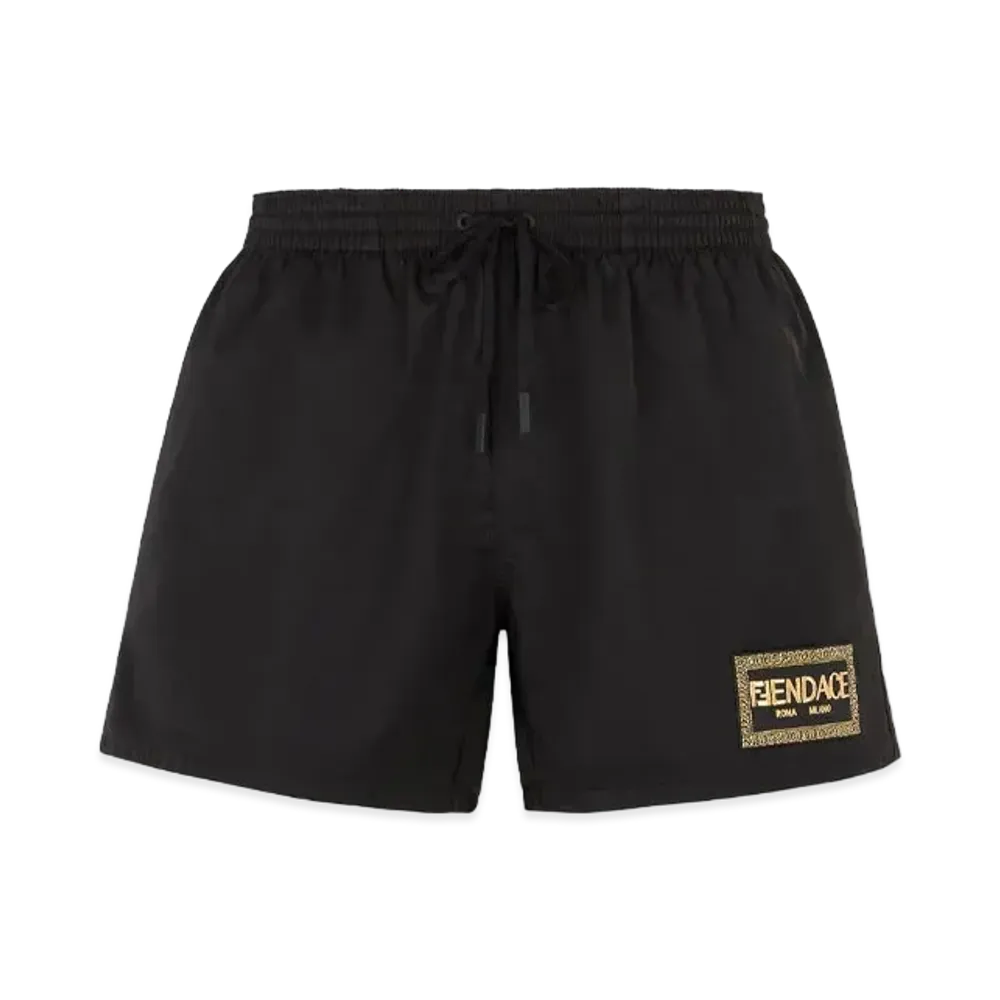 FENDI x Versace Fendace Logo Black Nylon Shorts "Black"