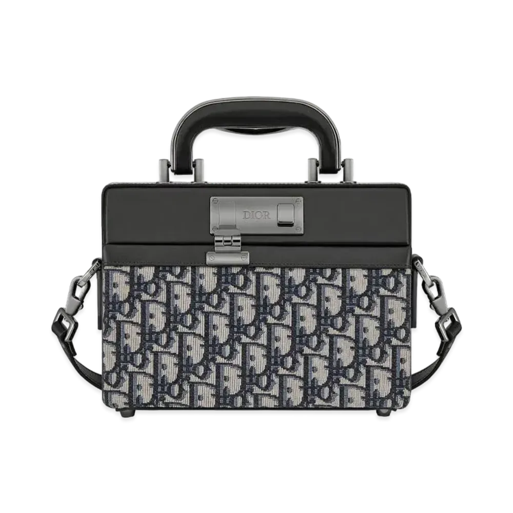 Dior Lock Handbag Dior Oblique Jacquard & Smooth Calfskin "Black"