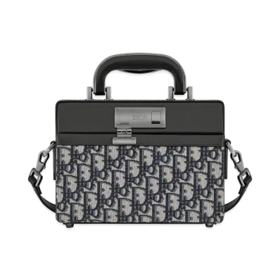 Dior Lock Handbag Dior Oblique Jacquard & Smooth Calfskin "Black"