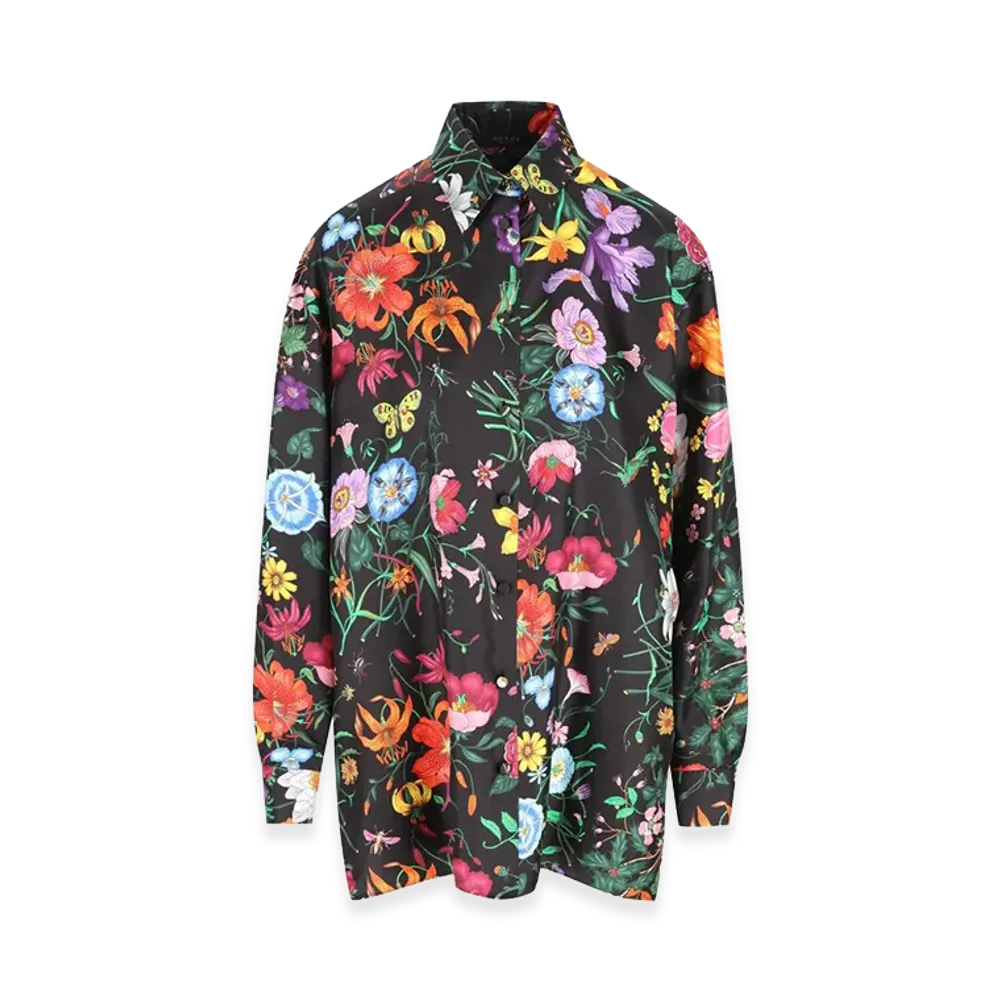 GUCCI Women's Printed Twill Shirt "Black"