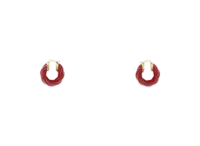 Bottega Veneta Women's Tiziano Red Nappa Leather And 925 Silver Twist Earrings "Red"