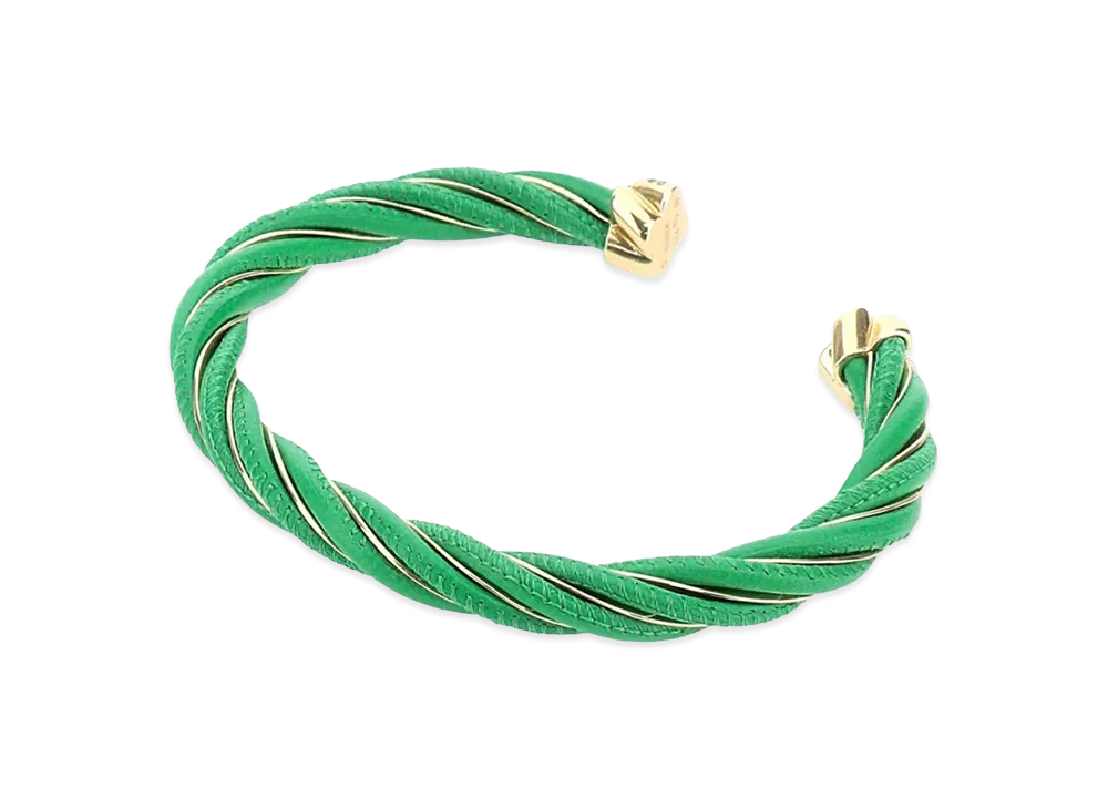Bottega Veneta Women's Nappa Leather Twist Bracelet "Grass Green"