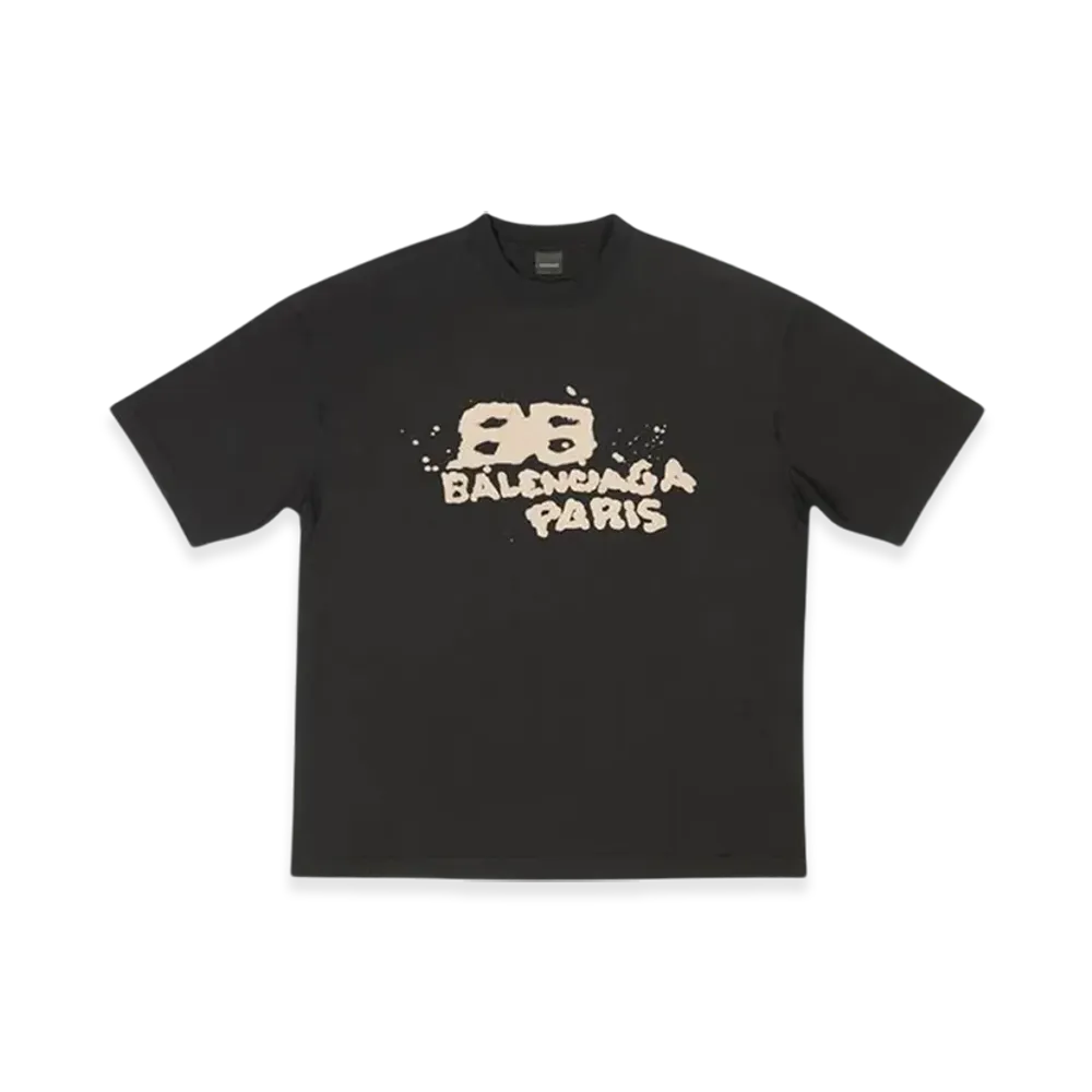 BALENCIAGA Hand-Drawn BB Icon Medium Fit T-Shirt "Black"