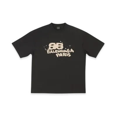 BALENCIAGA Hand-Drawn BB Icon Medium Fit T-Shirt "Black"