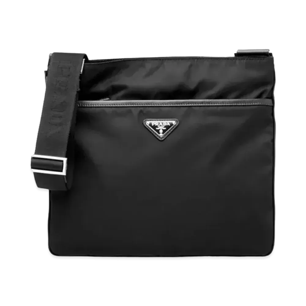 PRADA Nylon and Saffiano Leather Bag with Strap "Black"