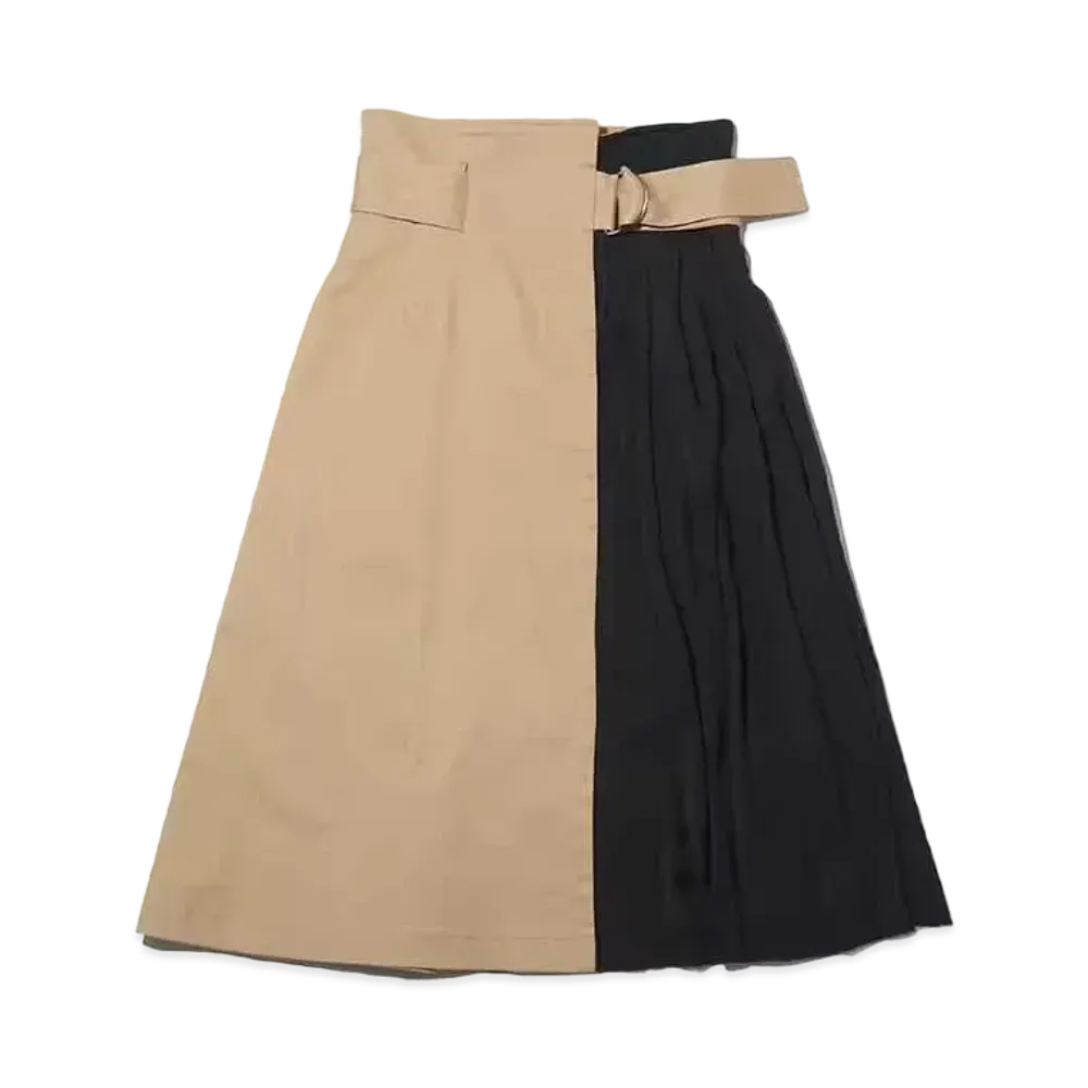 atmos pink Asymmetry Pleated Wrap Skirt "Beige"