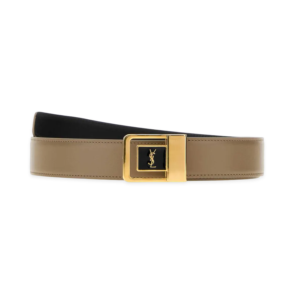 Saint Laurent Women's Dove Leather Belt "Light Cumin"
