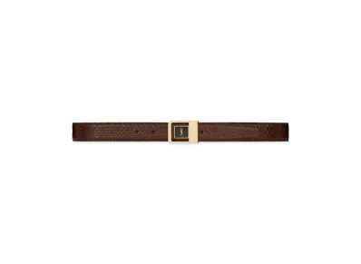 Saint Laurent La 66 Buckle Belt In Python "Sienna Brown/Black"