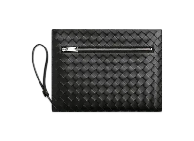 Bottega Veneta Intrecciato Document Case With Wristlet "Black"