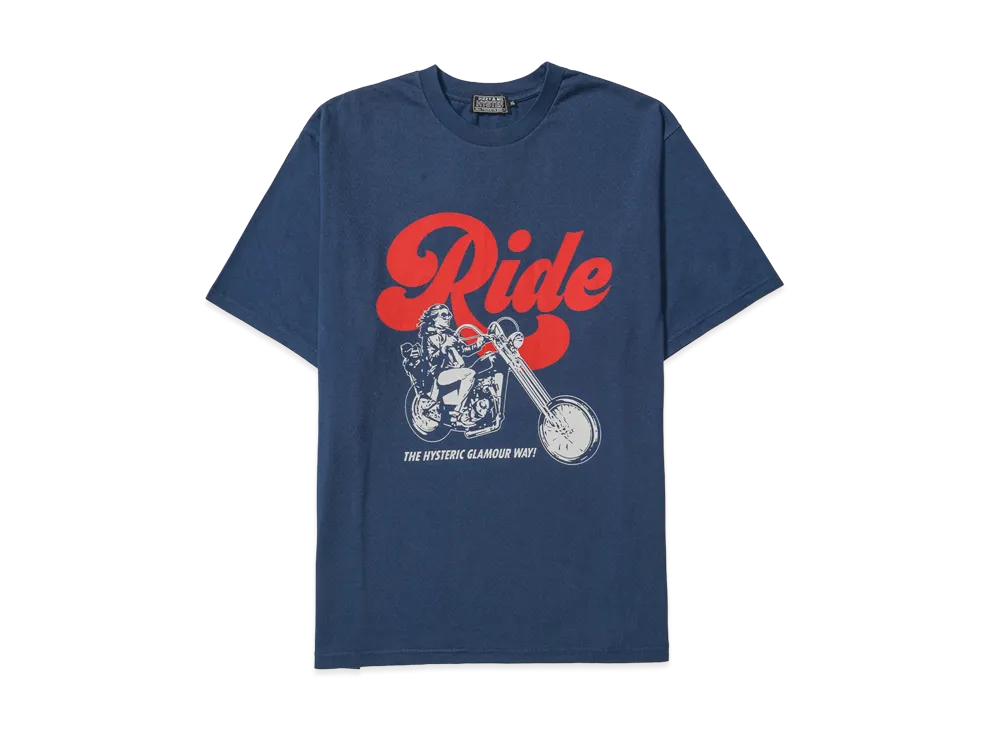 HYSTERIC GLAMOUR Ride A Motorcycle T-Shirt "Navy"