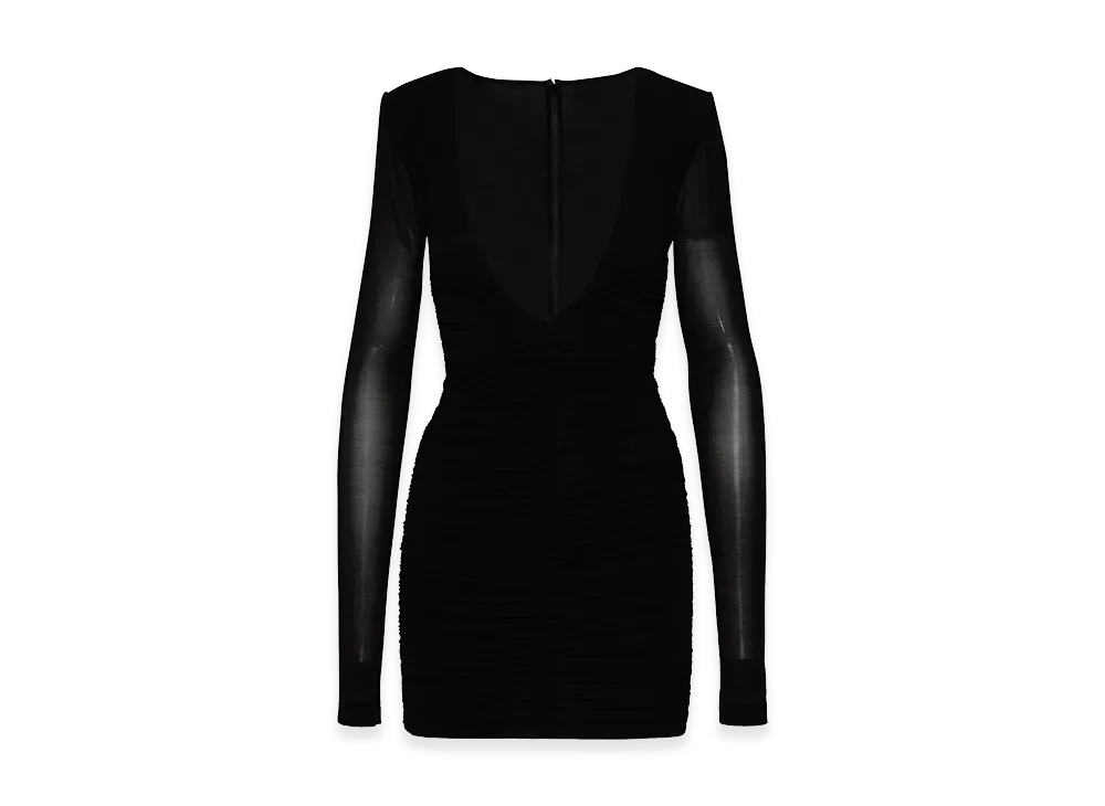 Saint Laurent Women's Stretch Cupro Mini Dress "Black"