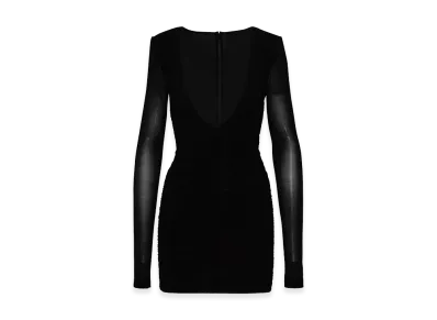 Saint Laurent Women's Stretch Cupro Mini Dress "Black"
