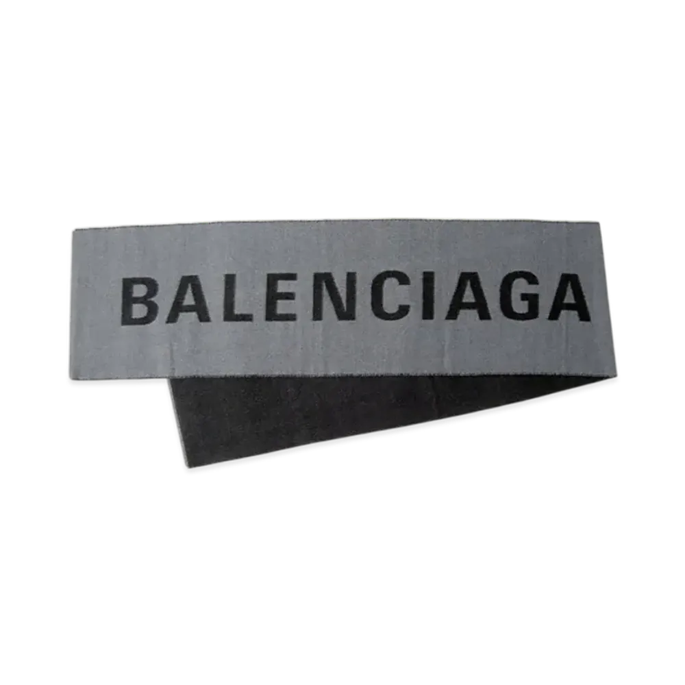 BALENCIAGA Logo Wool Scarf "Gray"