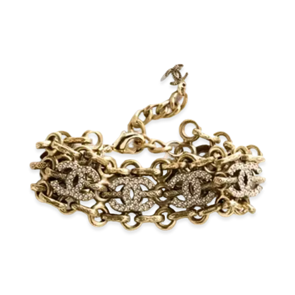 CHANEL Bracelet Metal & Diamantes "Gold/Crystal"