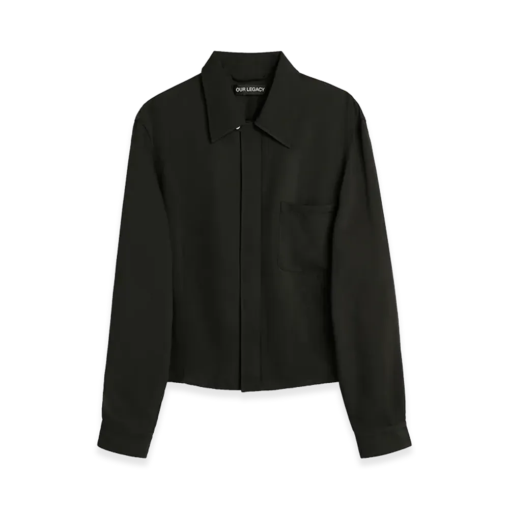 OUR LEGACY Sift Zip Shirt "Ashen Black Warmth Viscose"