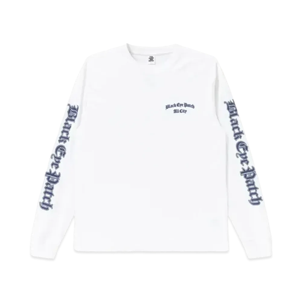 Black Eye Patch Blackletter L/S Tee "White"