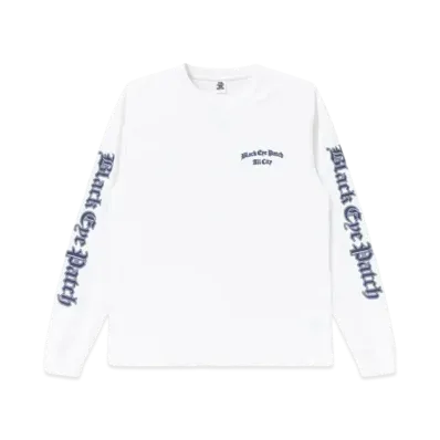 Black Eye Patch Blackletter L/S Tee "White"