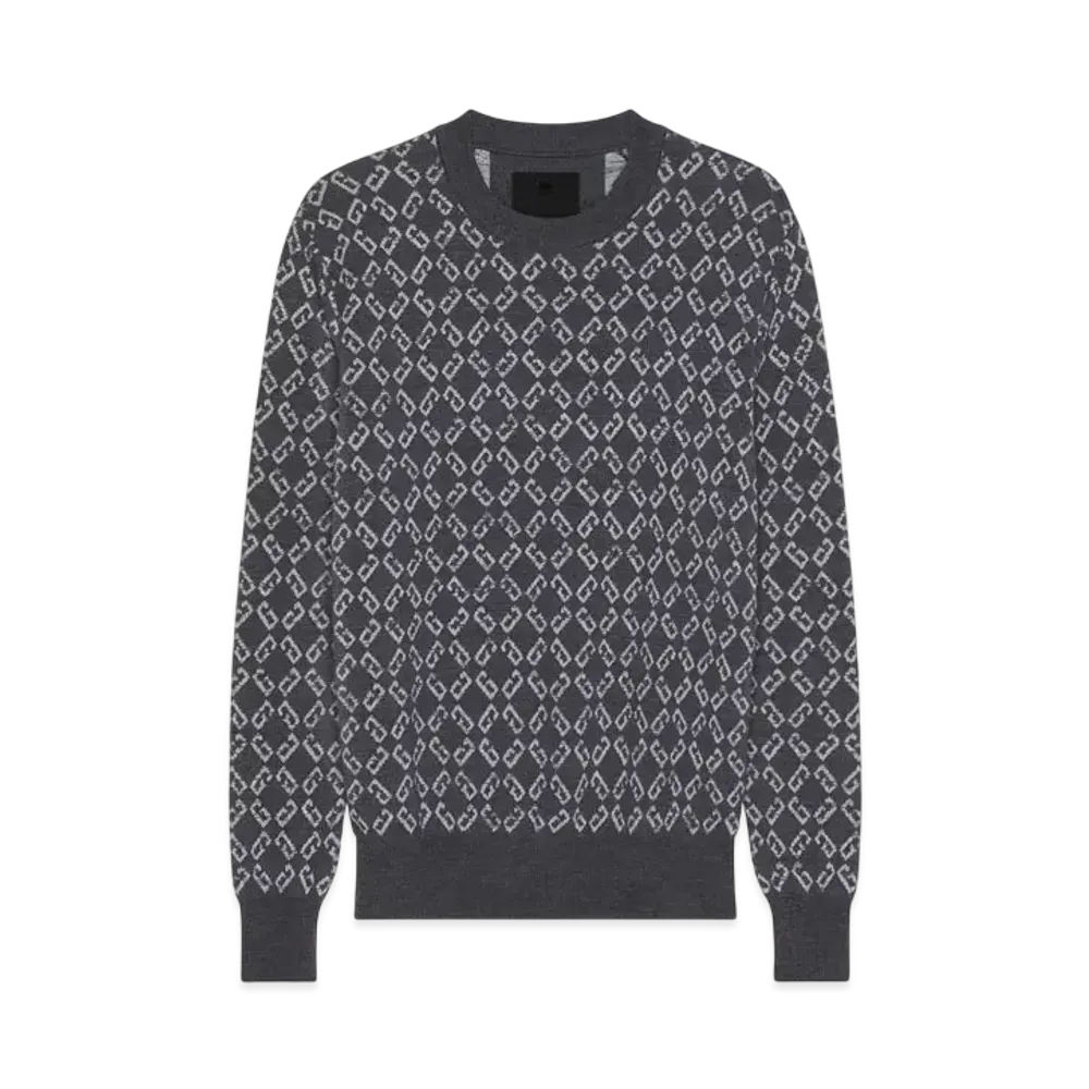 GIVENCHY Sweater In Monogram 72 Jacquard "Medium Gray"