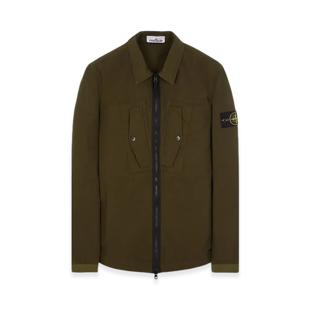 Stone Island 11112 Heavy Duty Cotton Ripstop Garment Dyed Overshirt - 23FW "Olive Green"