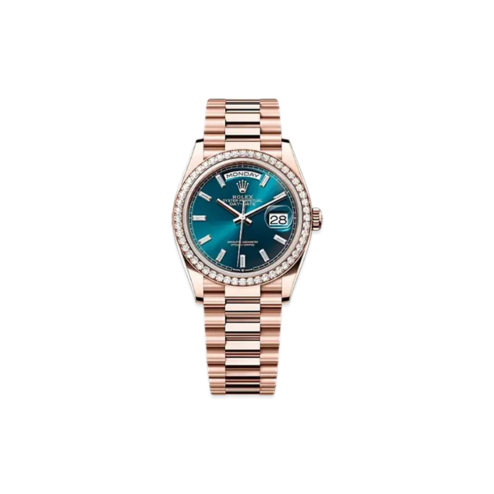 ROLEX Day-Date 36mm Everose Gold Diamond 128345RBR "Blue-Green"