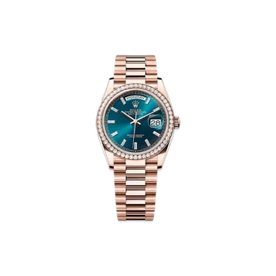ROLEX Day-Date 36mm Everose Gold Diamond 128345RBR "Blue-Green"
