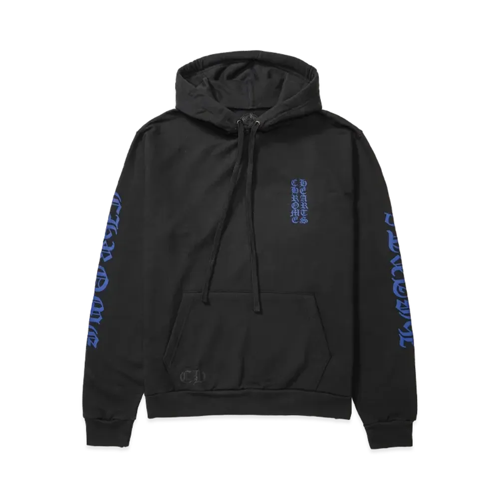 Chrome Hearts Vertical Logo Pullover Hoodie "Black/Blue"